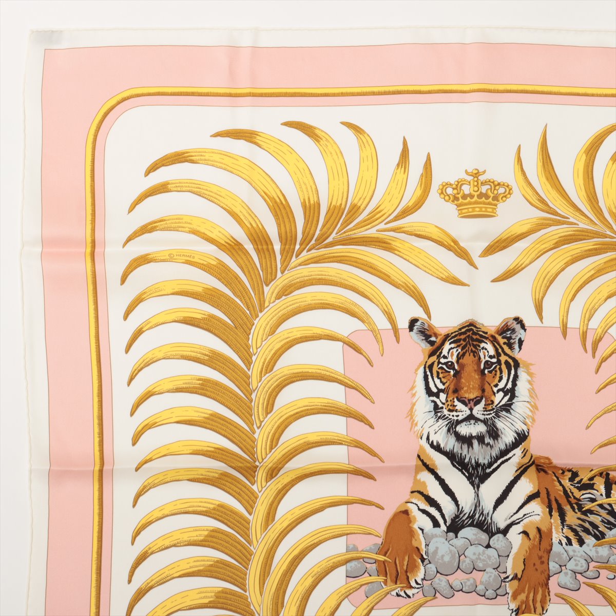 エルメス カレ70 TIGRE ROYAL 王者の虎 スカーフ シルク ピンク