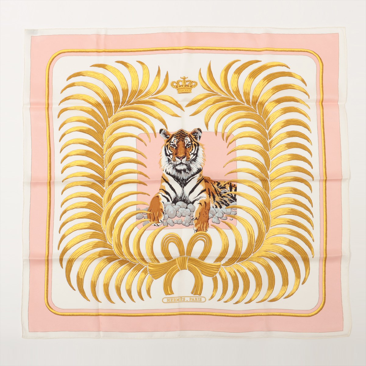 エルメス カレ70 TIGRE ROYAL 王者の虎 スカーフ シルク ピンク