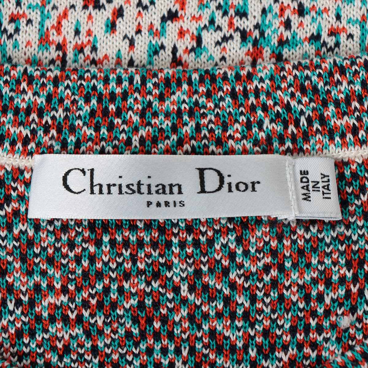 【良品】Christian Dior サマーニットワンピース オレンジ フレア