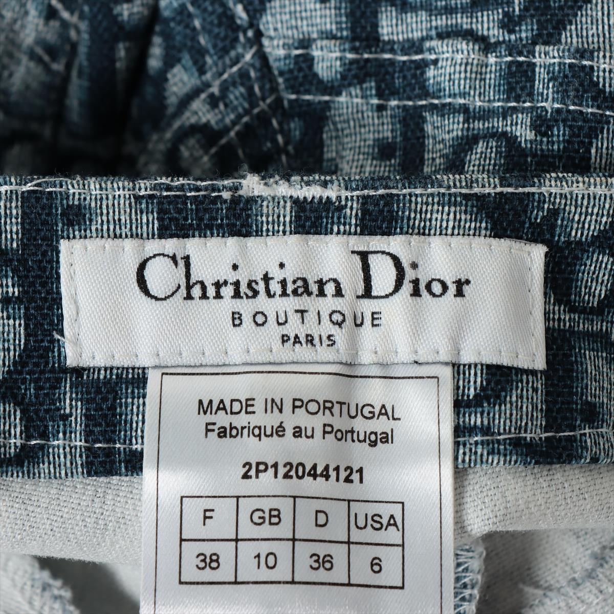 8cm外周極美品◎可愛い♪ Christian Dior クリスチャンディオール 12DFW986X134 レディース デニム カチューシャ 総柄 インディゴブルー