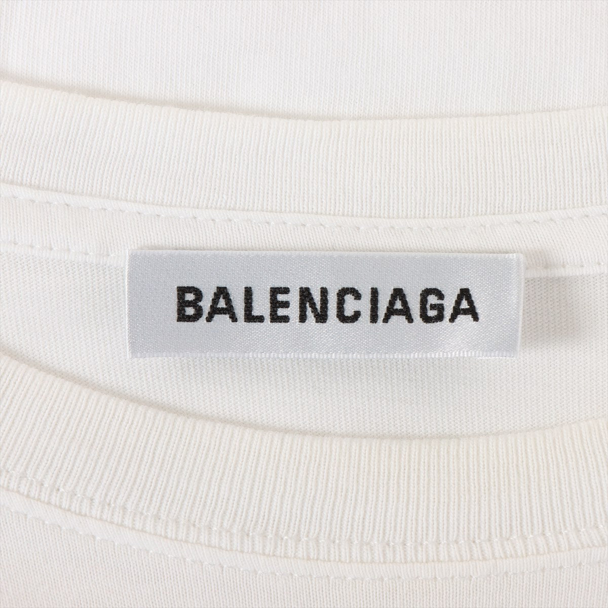 バレンシアガ 18年 コットン Tシャツ M メンズ ホワイト  ロゴプリントオーバーサイズ クルーネック 556104