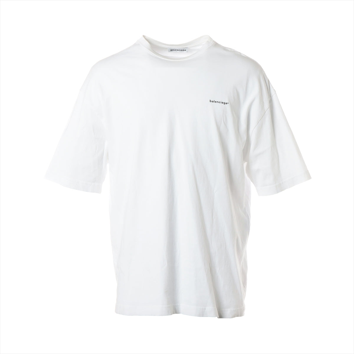 バレンシアガ 18年 コットン Tシャツ M メンズ ホワイト ロゴプリントオーバーサイズ クルーネック 556104