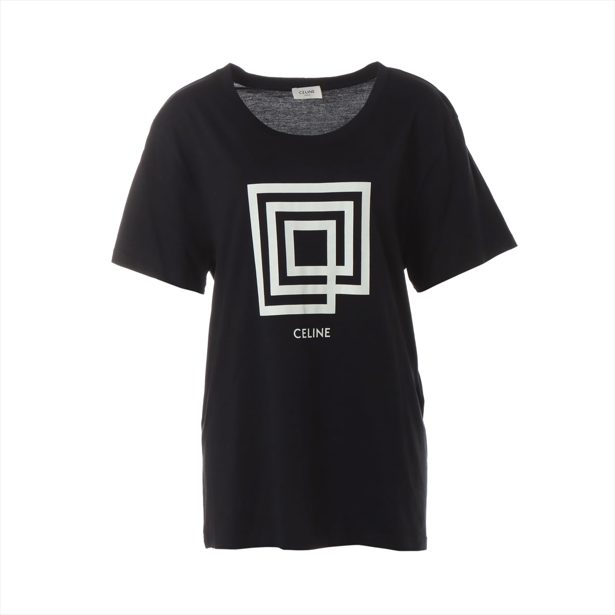 セリーヌ 19SS コットン Tシャツ XL レディース ブラック Labyrinthe Show Invitation Tee クラシック