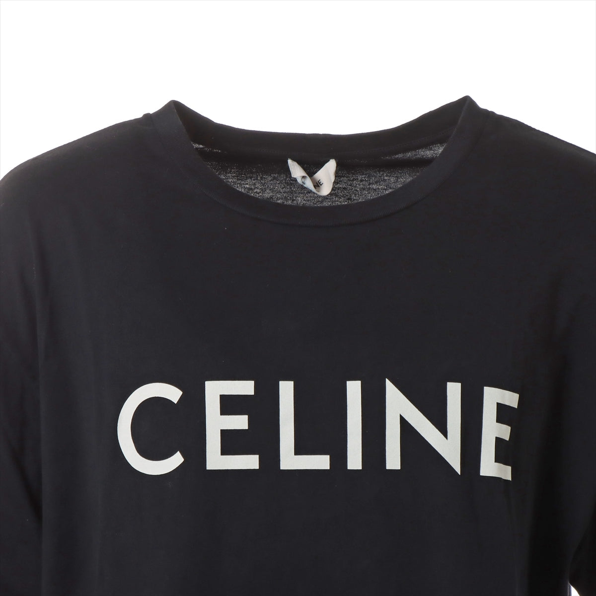 セリーヌ エディ期 コットン Tシャツ L メンズ ブラック ルーズフィットロゴプリント 2X681671Q