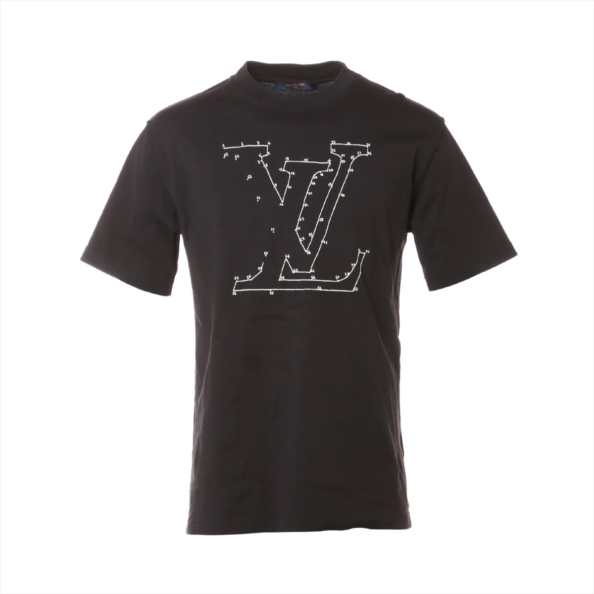 ルイヴィトン 20AW コットン Tシャツ L メンズ ブラック LVステッチプリント RM202M