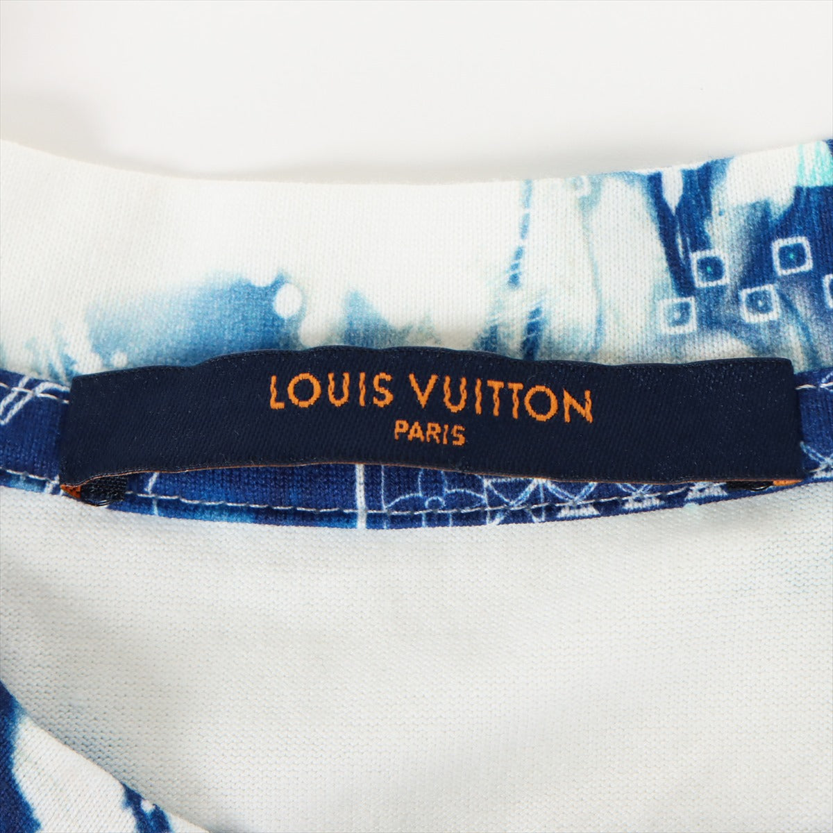 ルイヴィトン 22AW コットン Tシャツ L メンズ ブルー×ホワイト  RM222M モノグラムバンダナ