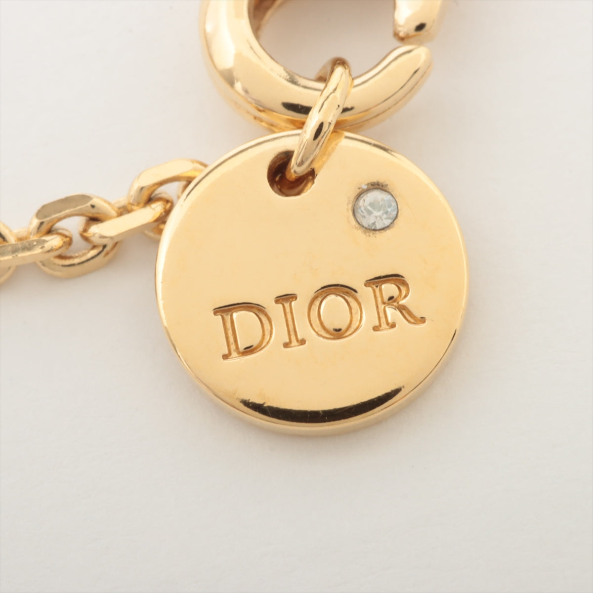 クリスチャンディオール Lucky Dior ラッキー ディオール ネックレス GP×ラインストーン ゴールド