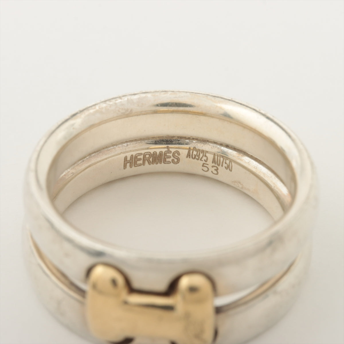 HERMES エルメス コンビ オランプ リング シルバー ゴールド サイズ53=12号 正規品 / 28968