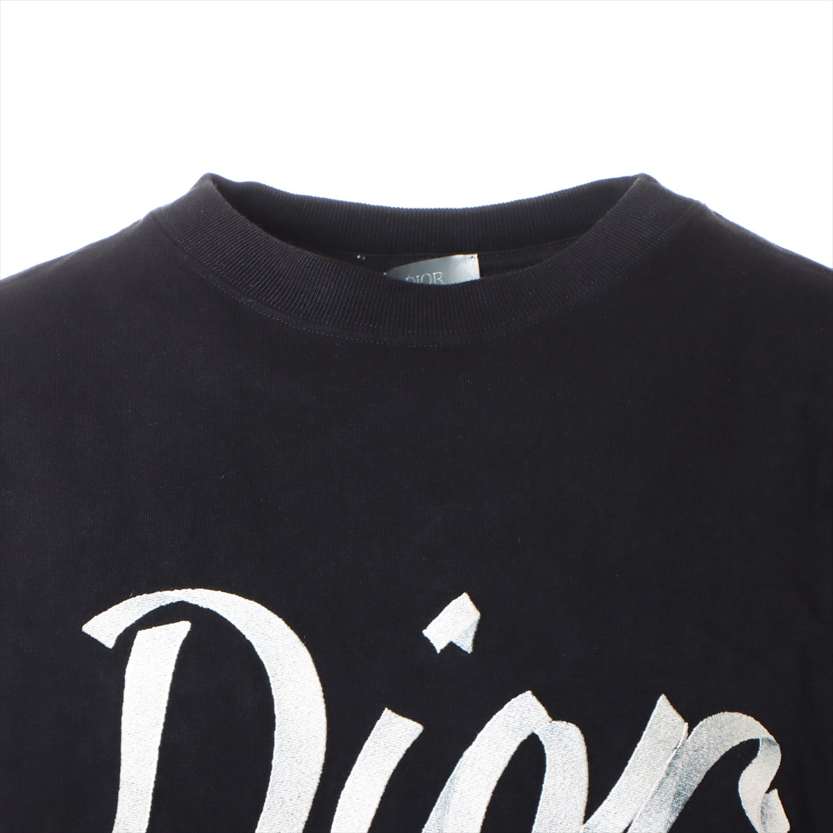 ディオール コットン Tシャツ S メンズ ブラック 293J659A0554 ロゴ刺繍 コンパクトジャージー