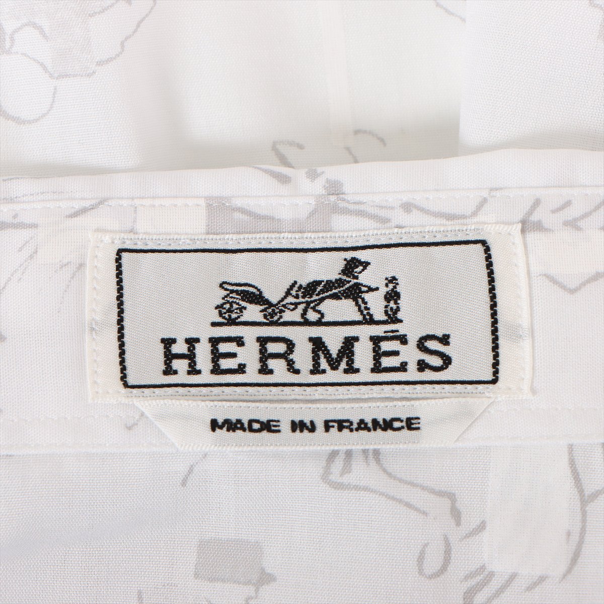 極美品 エルメス HERMES シャツ ロングスリーブ ジップアップ セリエボタン コットン トップス メンズ フランス製 41/16(L相当) ホワイト