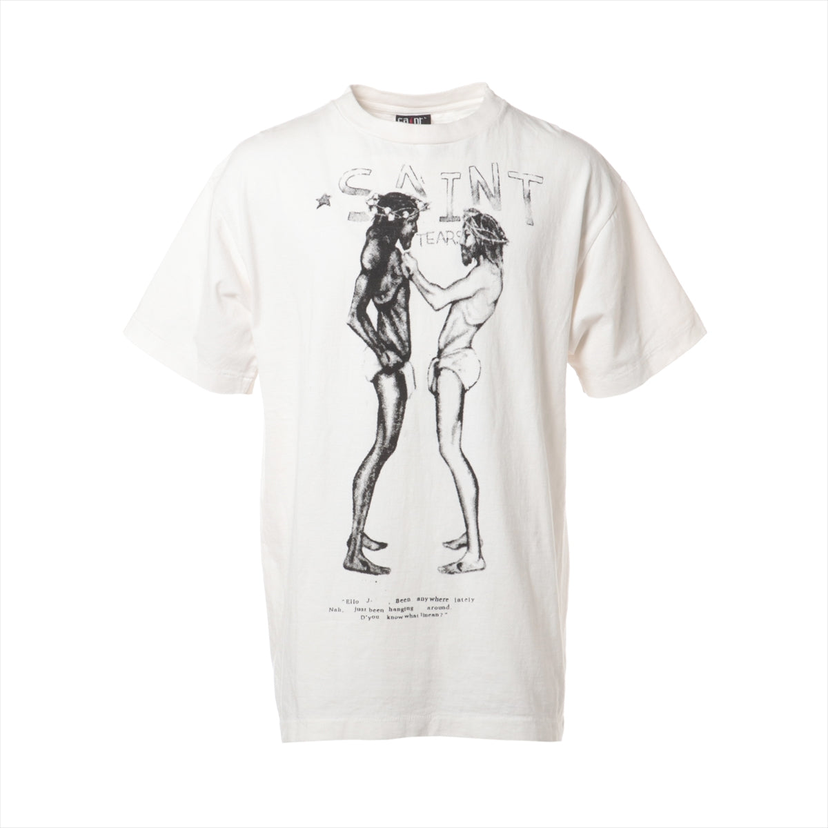 セントマイケル×デニムティアーズ コットン Tシャツ L メンズ ホワイト  SM-S21-0000-045