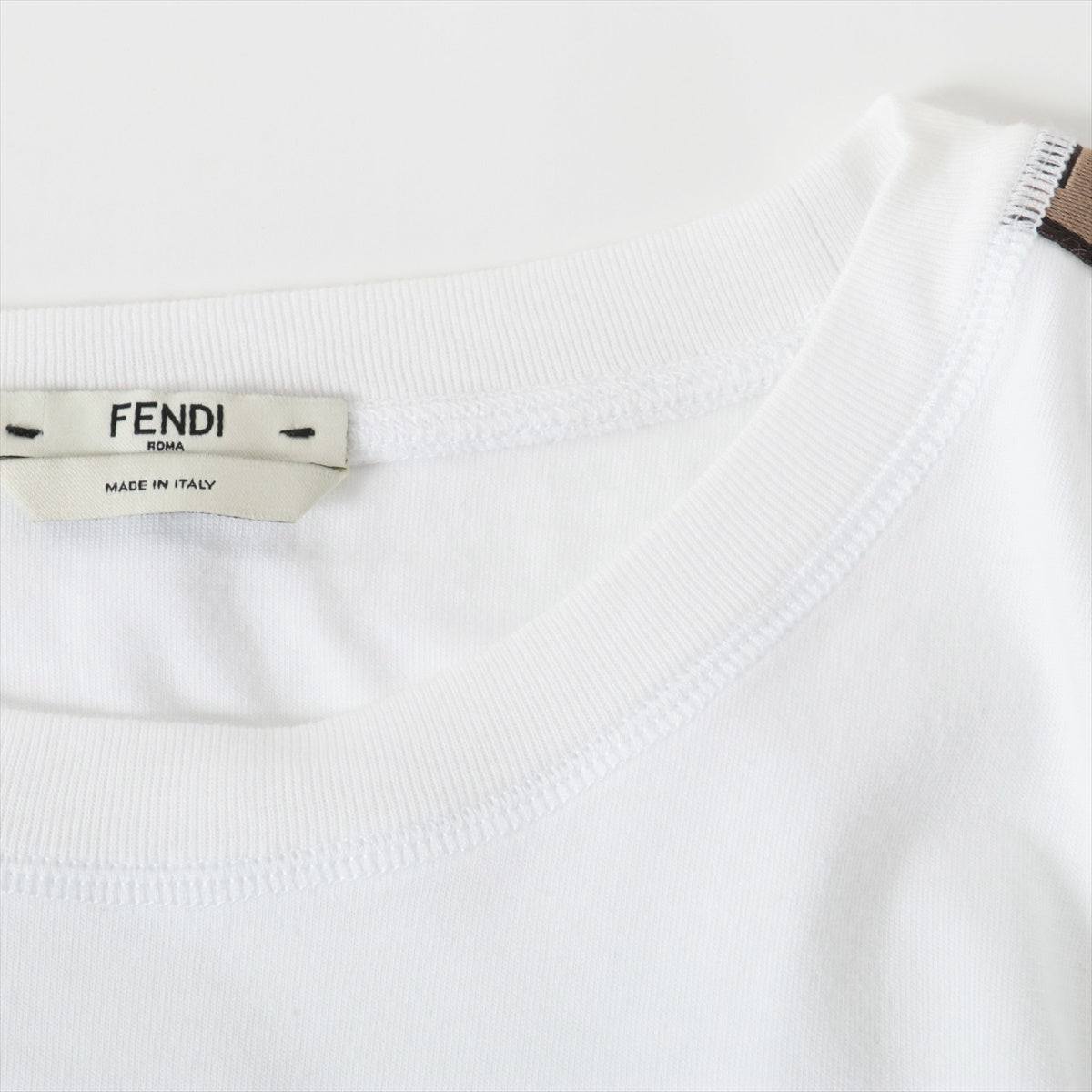 フェンディ ズッカ 20年 コットン Tシャツ 40 メンズ ホワイト FAF073サークルロゴ
