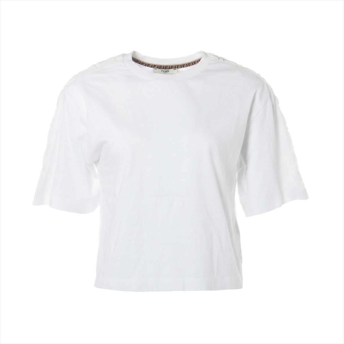 フェンディ ズッカ 19年 コットン×ポリウレタン Tシャツ S レディース ホワイト  FS7183 クロップド