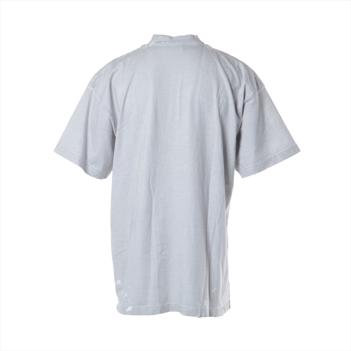 バレンシアガ 22AW コットン Tシャツ 1 メンズ グレー  694576 メタルロゴ クラッシュ加工 ペンキ加工 オーバーサイズ