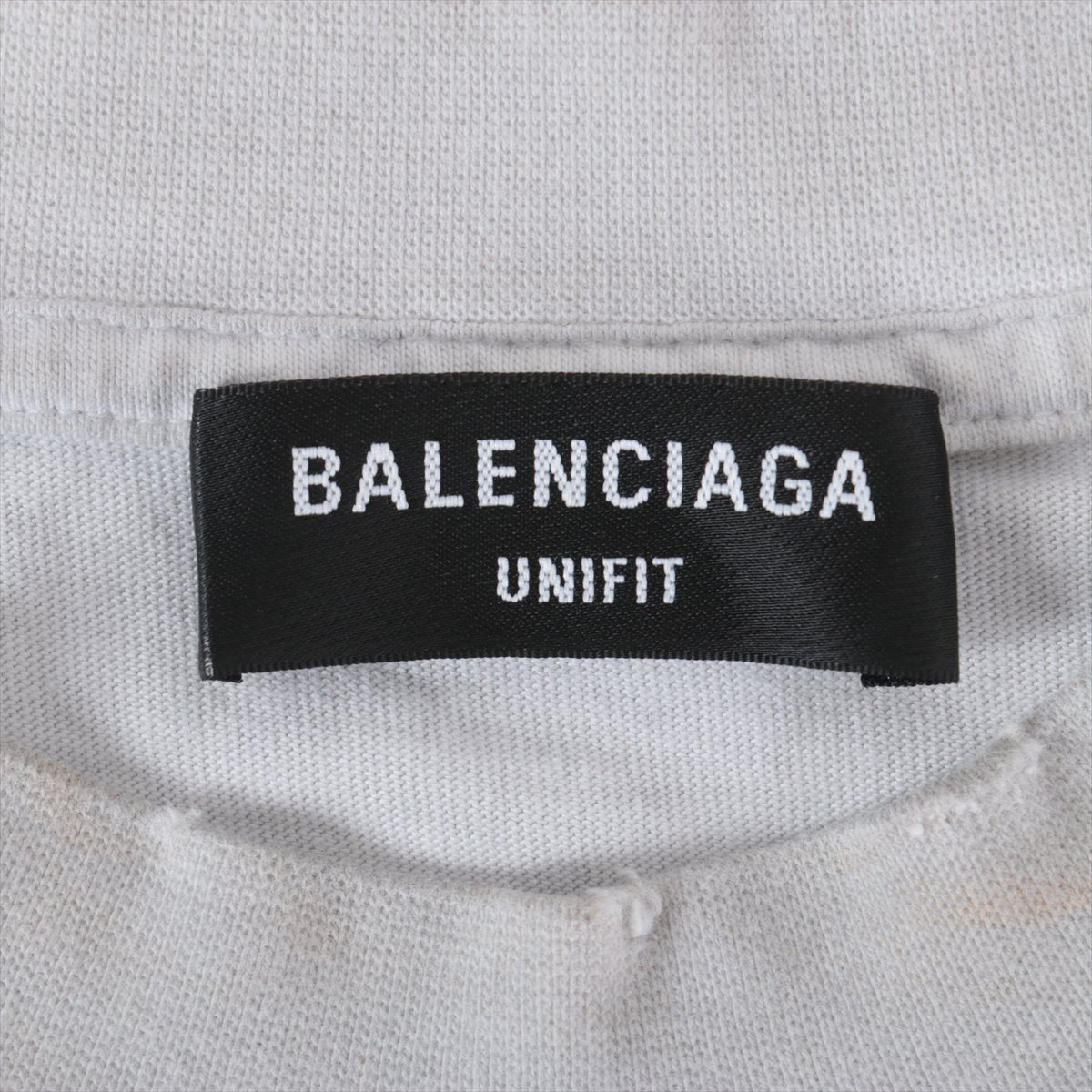 バレンシアガ 22AW コットン Tシャツ 1 メンズ グレー  694576 メタルロゴ クラッシュ加工 ペンキ加工 オーバーサイズ