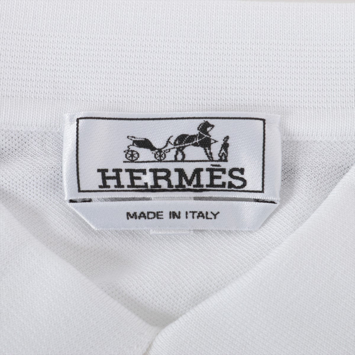エルメス コットン ポロシャツ XL メンズ ホワイト  Hロゴ刺繍
