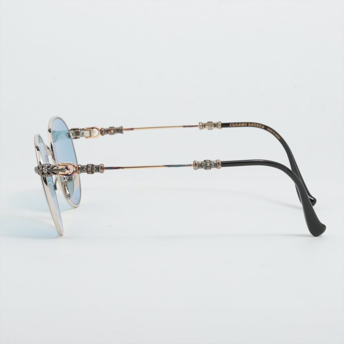 クロムハーツ BUBBA-A サングラス 表記なし 49□22-145 シルバー×ブラック 眼鏡 メタル