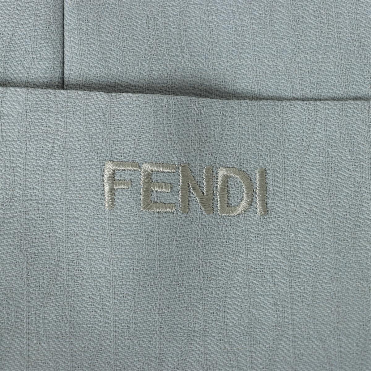 フェンディ 19年 ウール×モヘヤ テーラードジャケット 40 レディース ブルーグレー  FJ6976 ロゴ刺繍