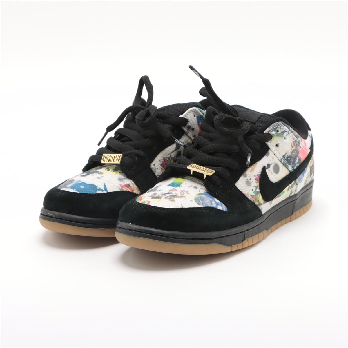 ナイキ×シュプリーム 23AW スエード×キャンバス スニーカー 28cm メンズ ブラック SB DUNK LOW OG QS "Rammellzee" FD8778-001 箱あり