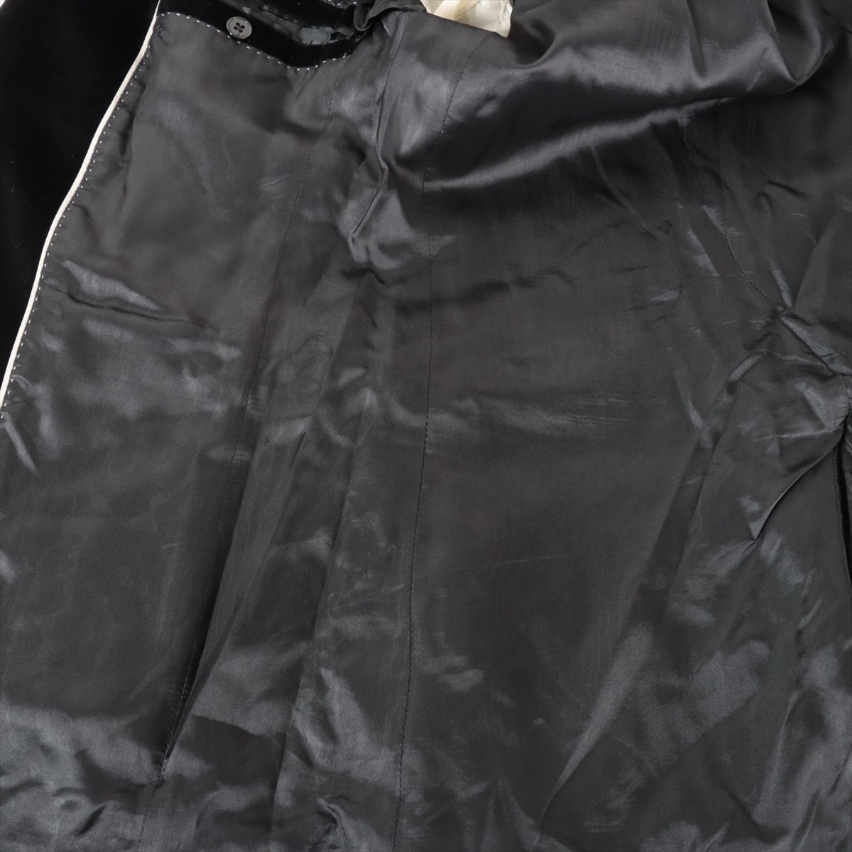 ドルチェ&ガッバーナ コットン テーラードジャケット 46 メンズ ブラック  ベロア G2614T 脇シミ 裏地ヤブレ ツレ
