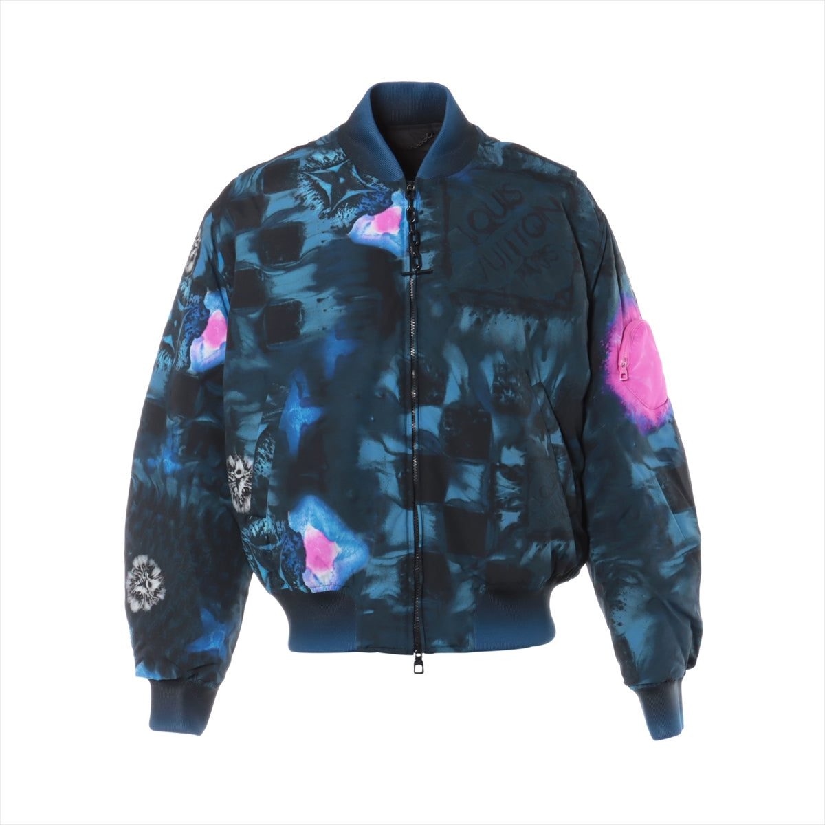 ルイヴィトン 21AW コットン×ナイロン 中綿ジャケット 50 メンズ ブルー  HLB05EDR2 Solt Print Bomber