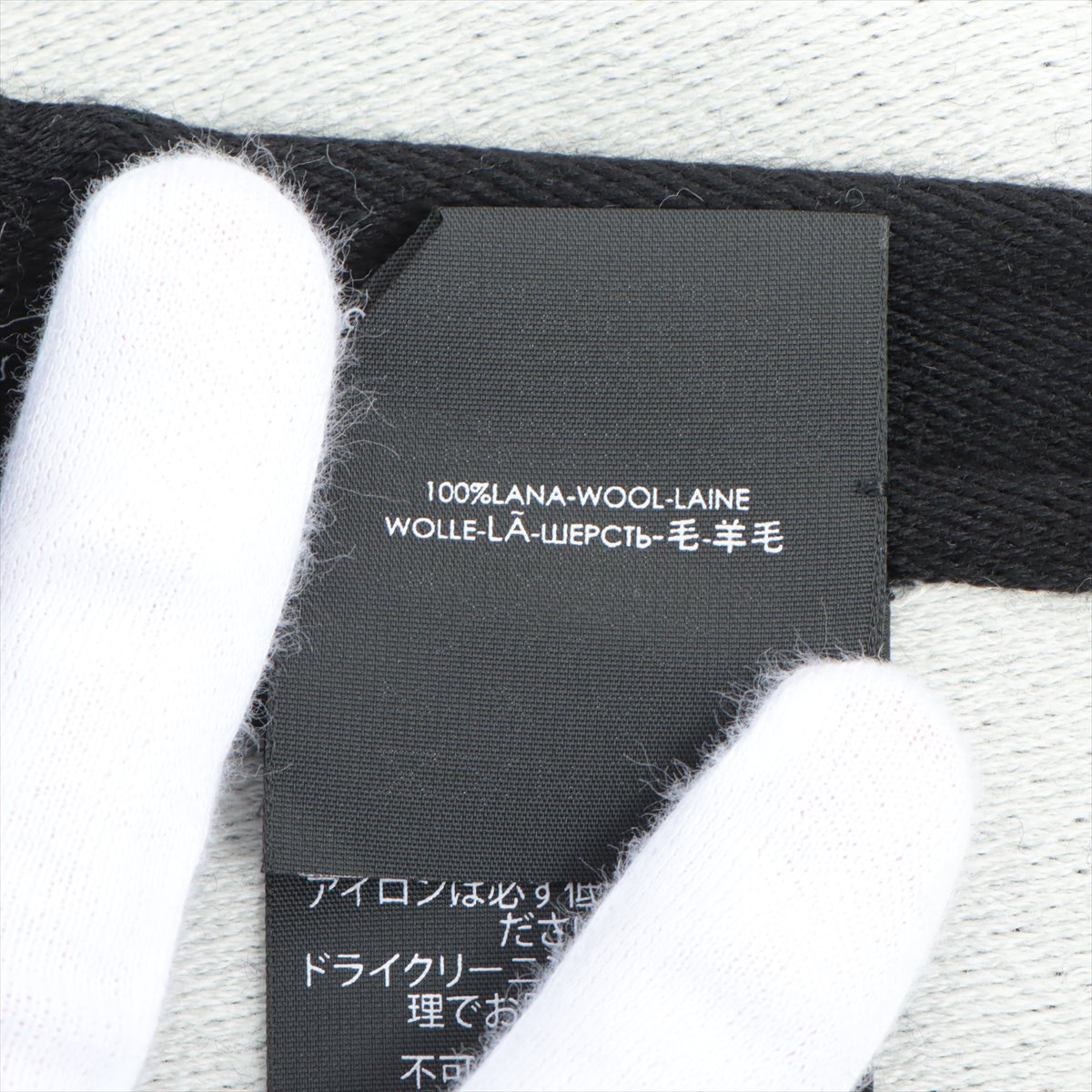 バレンシアガ ロゴ ストール ウール ブラック×ホワイト マフラー ブランケットスカーフ