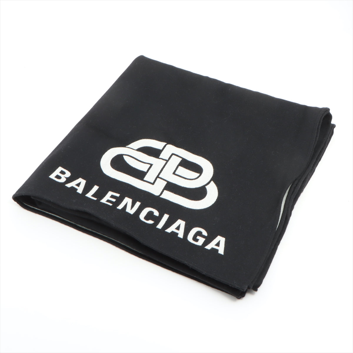 バレンシアガ ロゴ ストール ウール ブラック×ホワイト マフラー ブランケットスカーフ