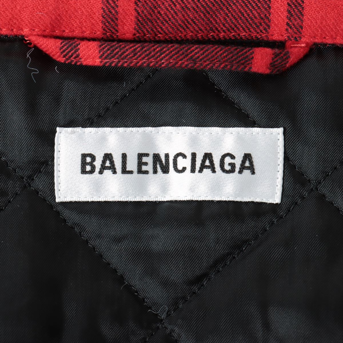 バレンシアガ 18年 コットン×ポリエステル 中綿ジャケット 34 メンズ レッド×ブラック  チェックシャツ 594886