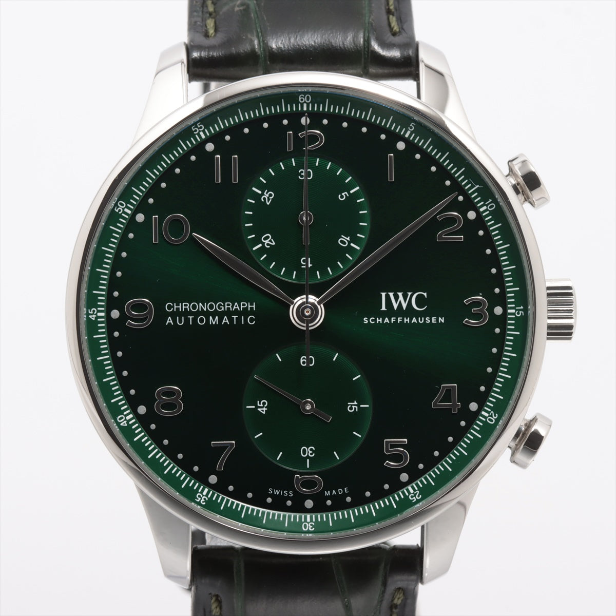 IWC ポルトギーゼ クロノグラフ IW371615 SS×革 AT  グリーン文字盤｜a2491296｜中古ブランド品・ブランド古着通販｜ALLU（アリュー）