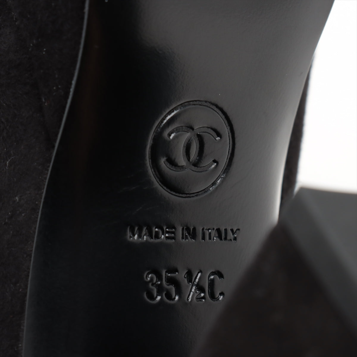 シャネル ココマーク スエード ブーツ 35 1/2 レディース ブラック G45195