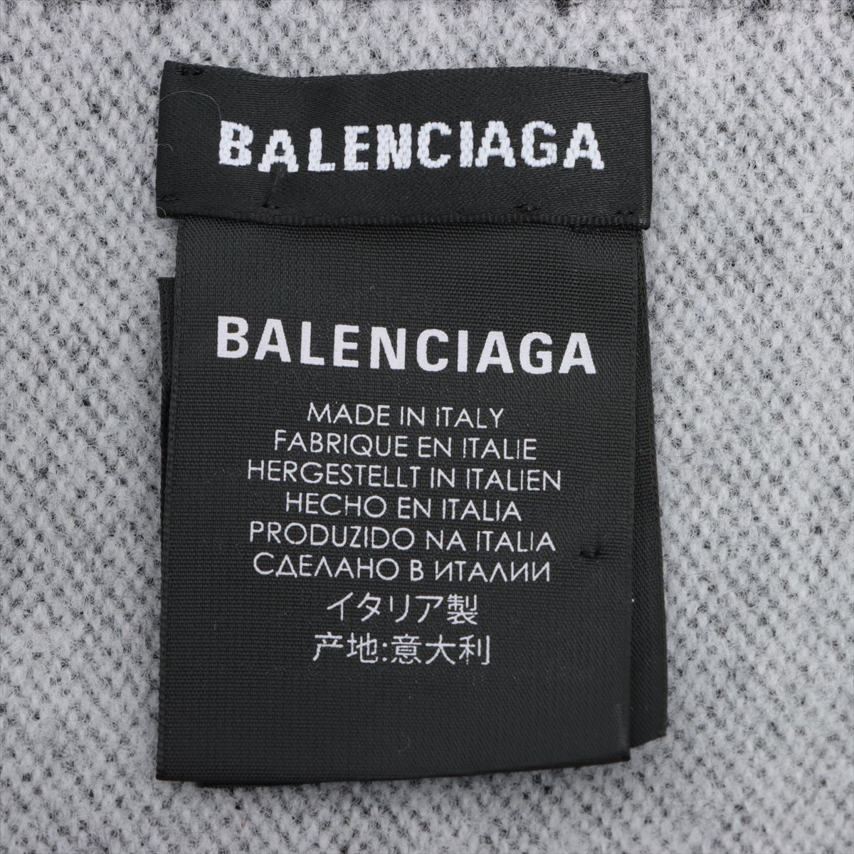 バレンシアガ ロゴ マフラー ウール ブラック
