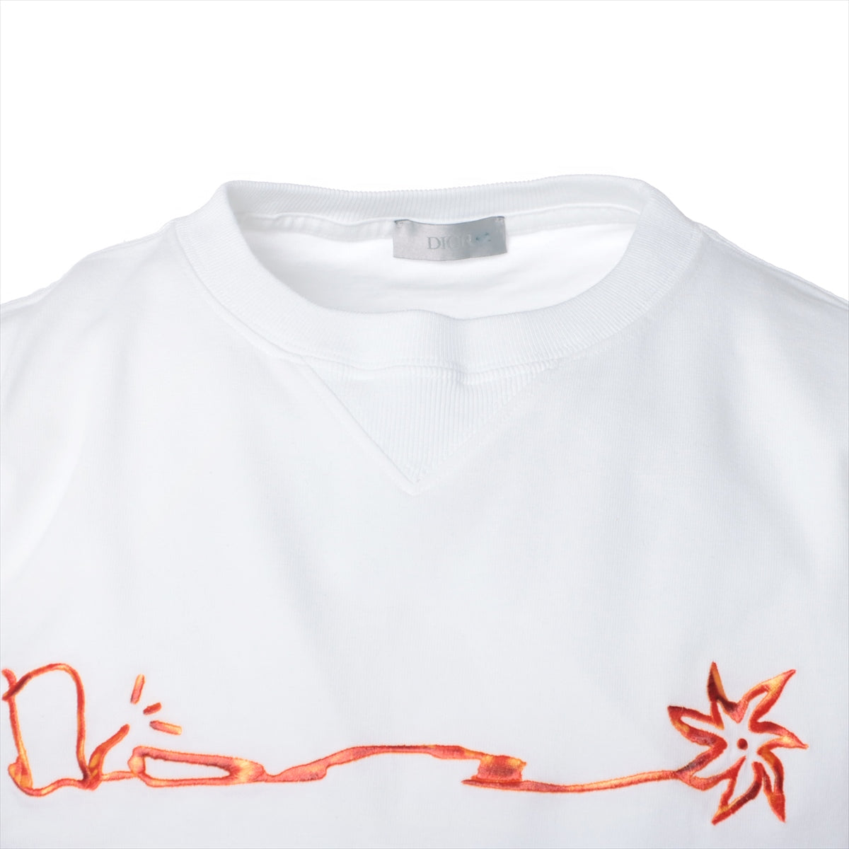 ディオール×トラヴィススコット 22AW コットン Tシャツ M メンズ ホワイト  カクタスジャックロゴ刺繡 283J685C0554