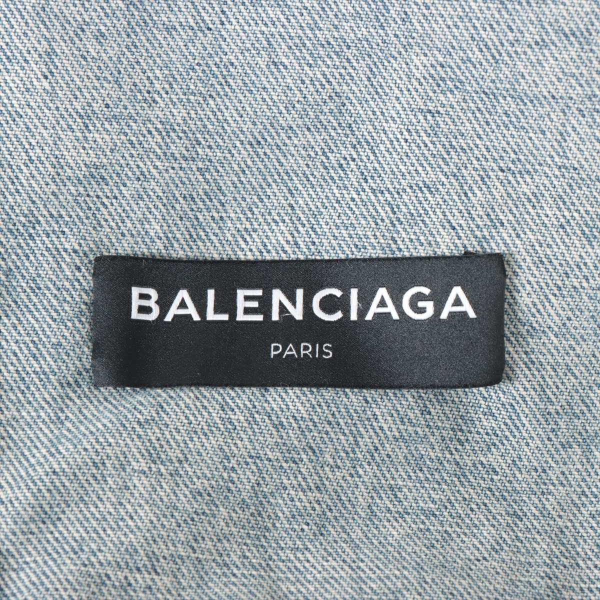 バレンシアガ 17AW コットン×ナイロン デニムジャケット 44 メンズ ブルー  487342 キャンペーンロゴ 刺繍 ダメージ加工