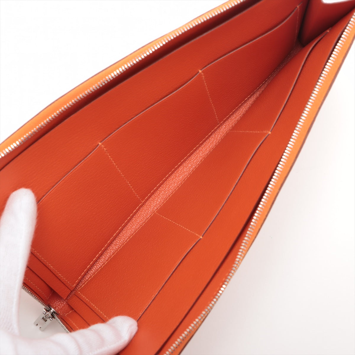エルメス リミックスコンバイン ヴォーエプソン 財布 オレンジ シルバー金具 □P:2012年