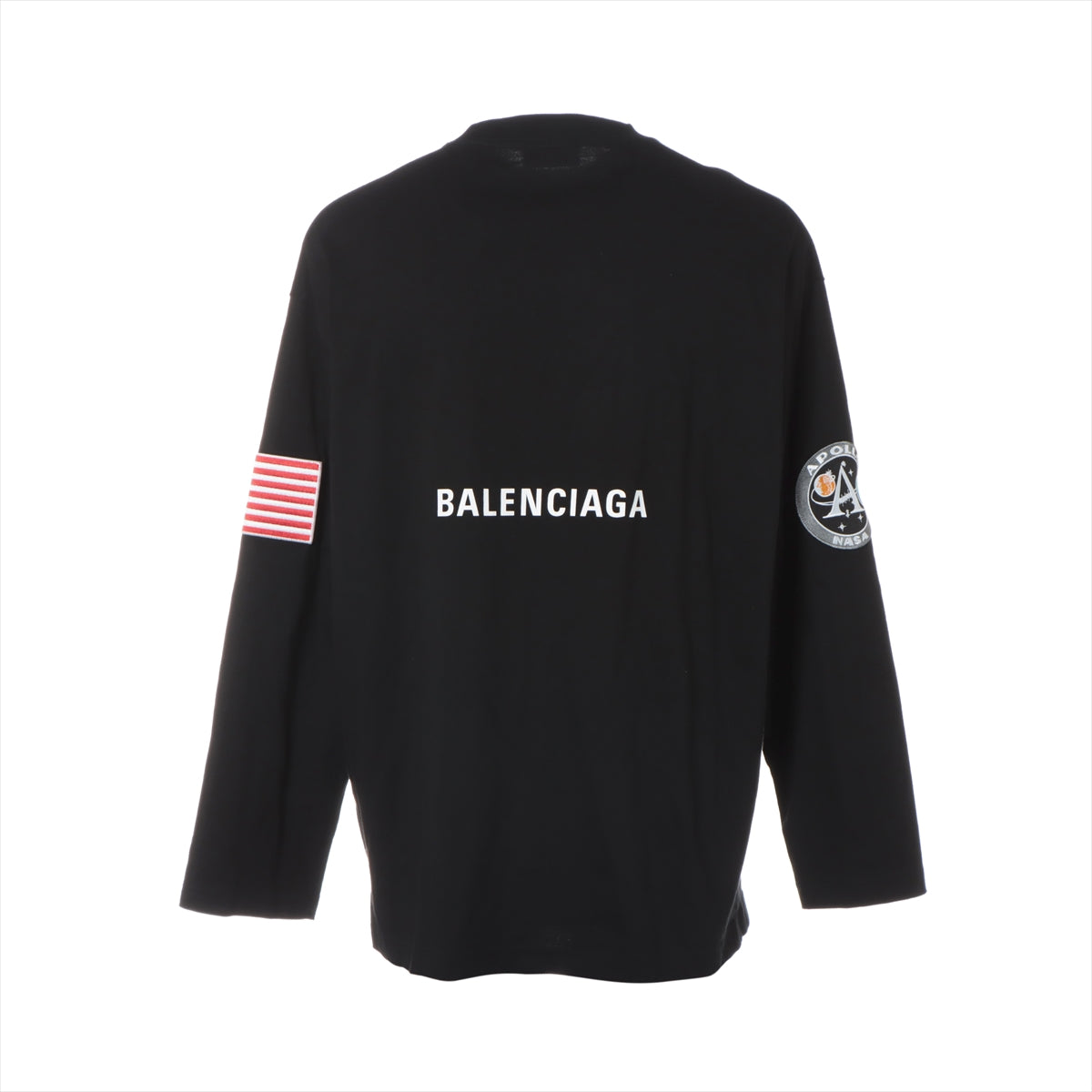 バレンシアガ 21年 コットン×ポリエステル ロングTシャツ XXS ユニセックス ブラック  662496 NASAワッペン バックロゴ オーバーサイズ