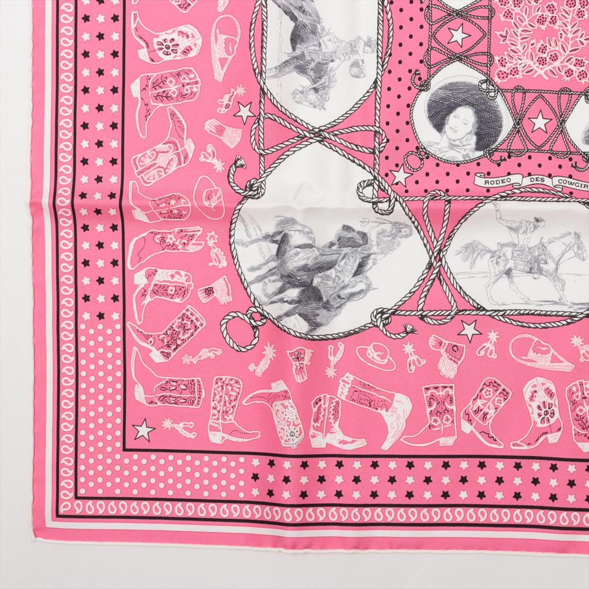 エルメス カレ55 カウガールたちのロデオ RODEO DES COWGIRLS スカーフ シルク ピンク
