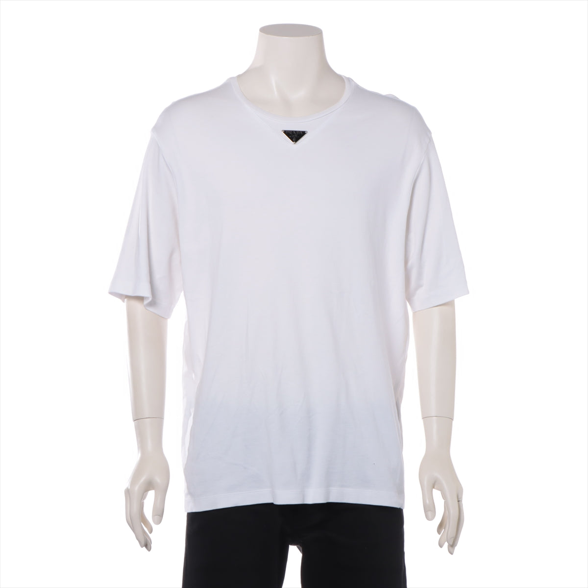 プラダ トライアングルロゴ 23年 コットン Tシャツ L メンズ ホワイト  UJN861