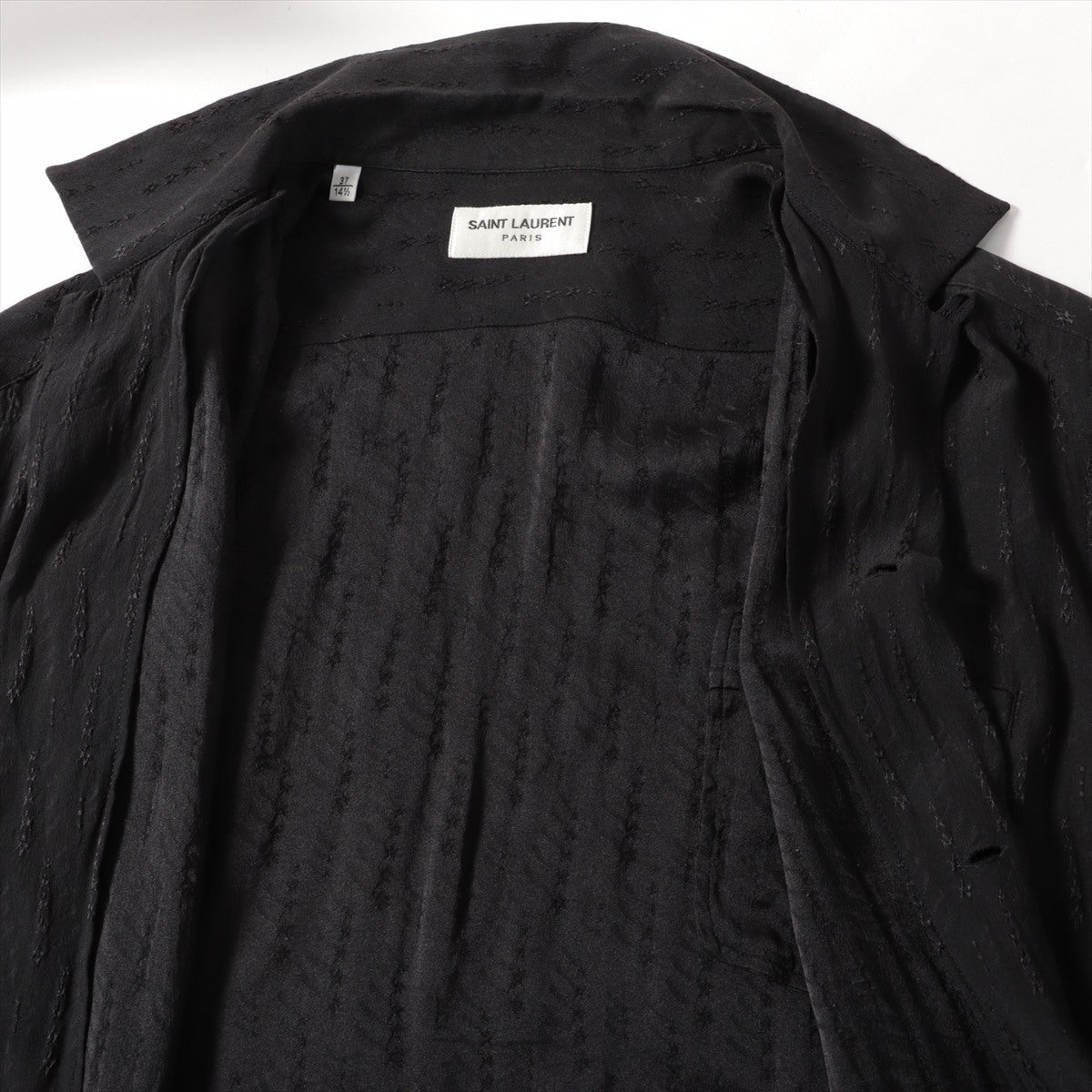 サンローランパリ 19年 シルク シャツ 37 メンズ ブラック  総柄 531956 ツレあり