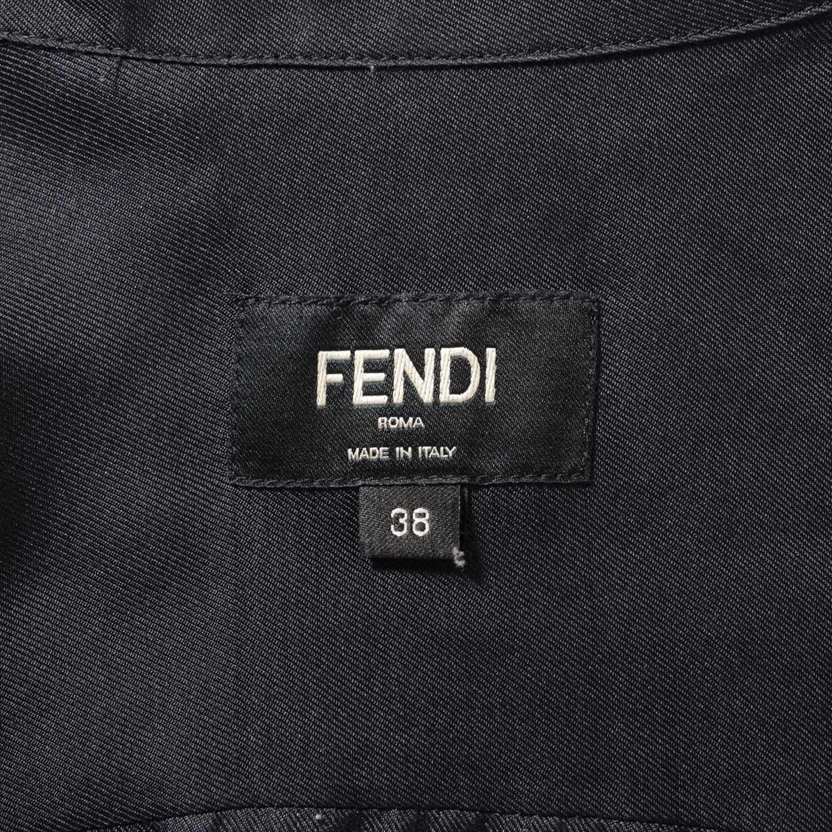フェンディ ズッカ 20年 シルク シャツ 38 メンズ ブラック  FS0795 半袖