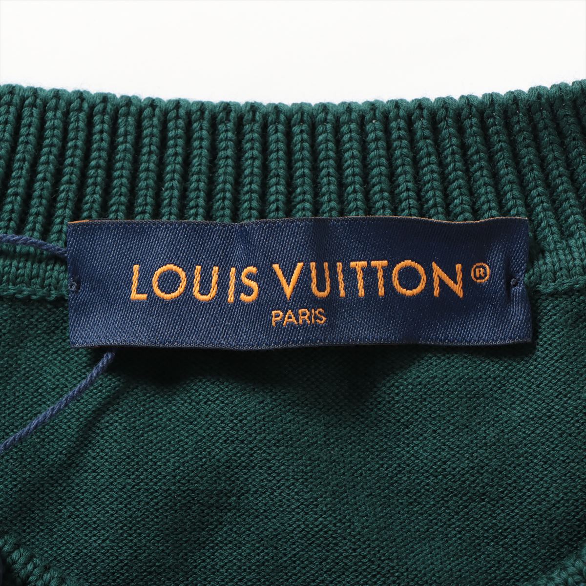 ルイヴィトン 23SS コットン Tシャツ L メンズ グリーン  RM231MQ ロゴ刺繍 タグ付 ニット素材