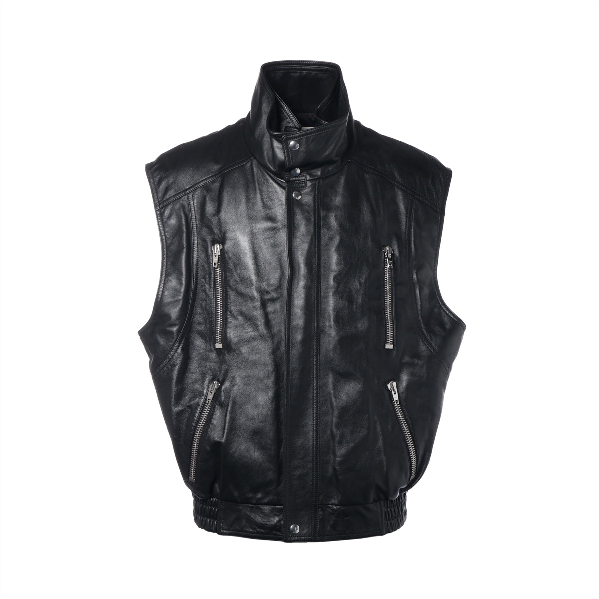 セリーヌ ラムスキン ベスト 52 メンズ ブラック  SLEEVELESS JACKET IN SOFT LAMBSKIN 2EC49280D