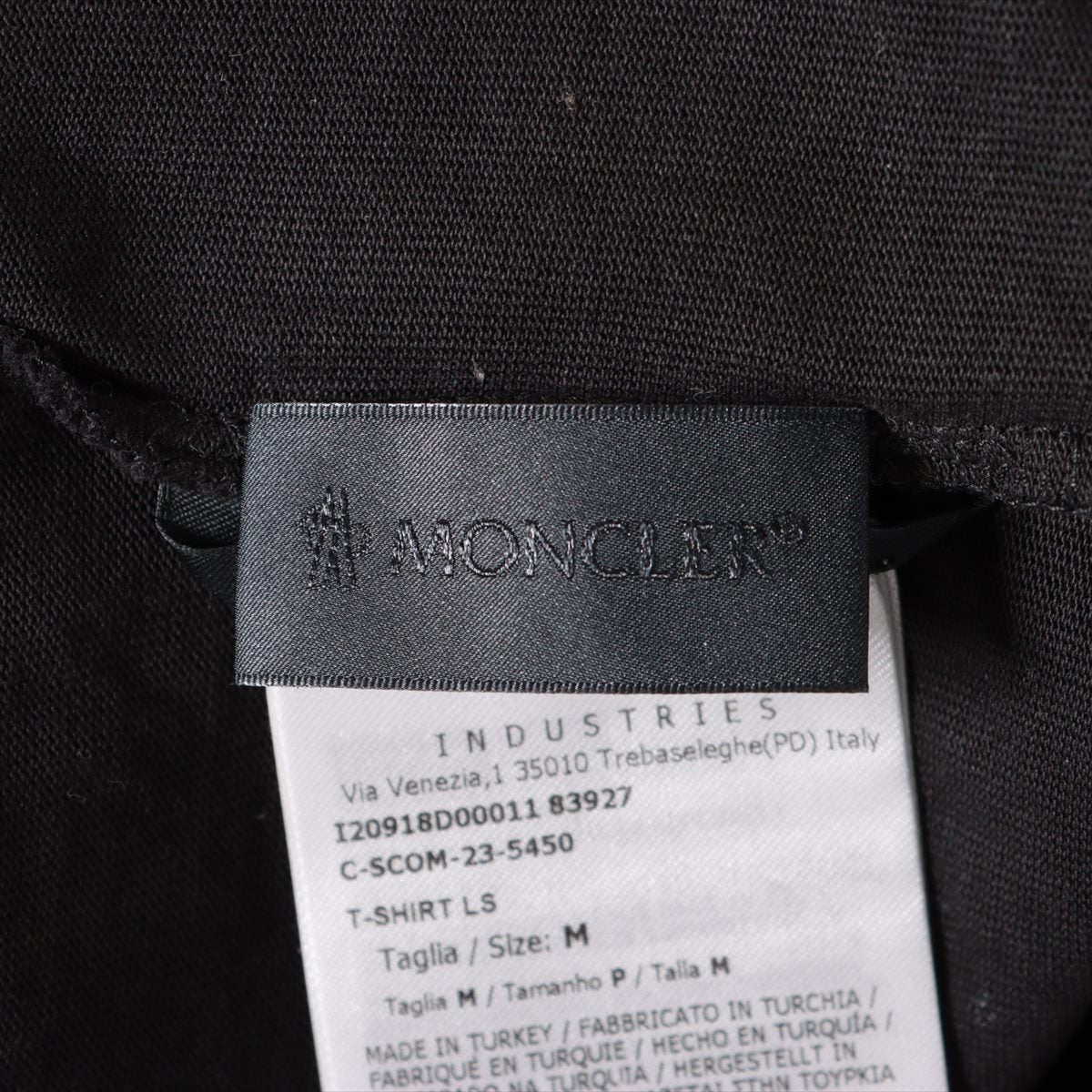 モンクレール 23年 コットン ロングTシャツ M メンズ ブラック  I20918D00011