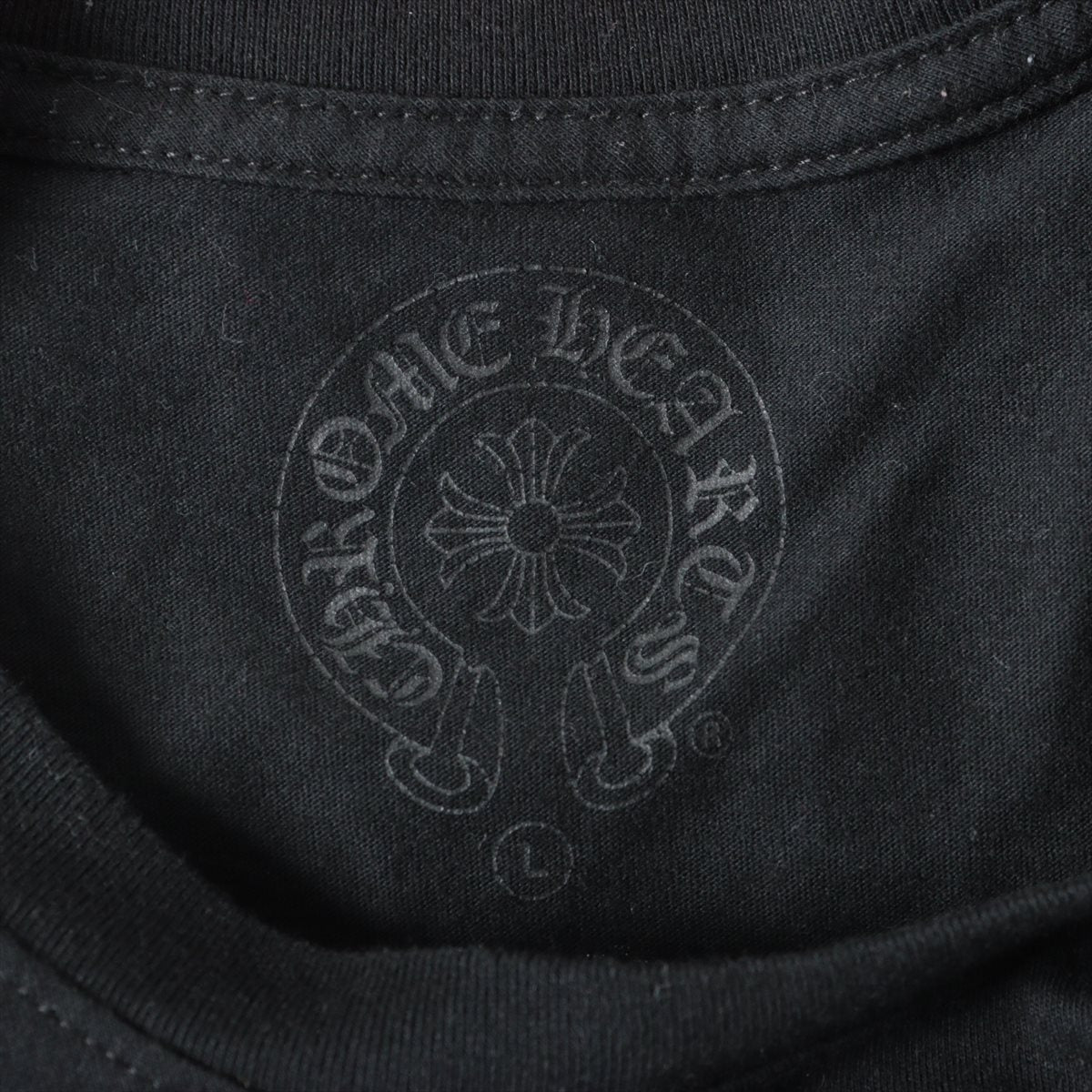 クロムハーツ ロングTシャツ コットン サイズL ブラック ダガープリント アイチャート スレ ニオイあり