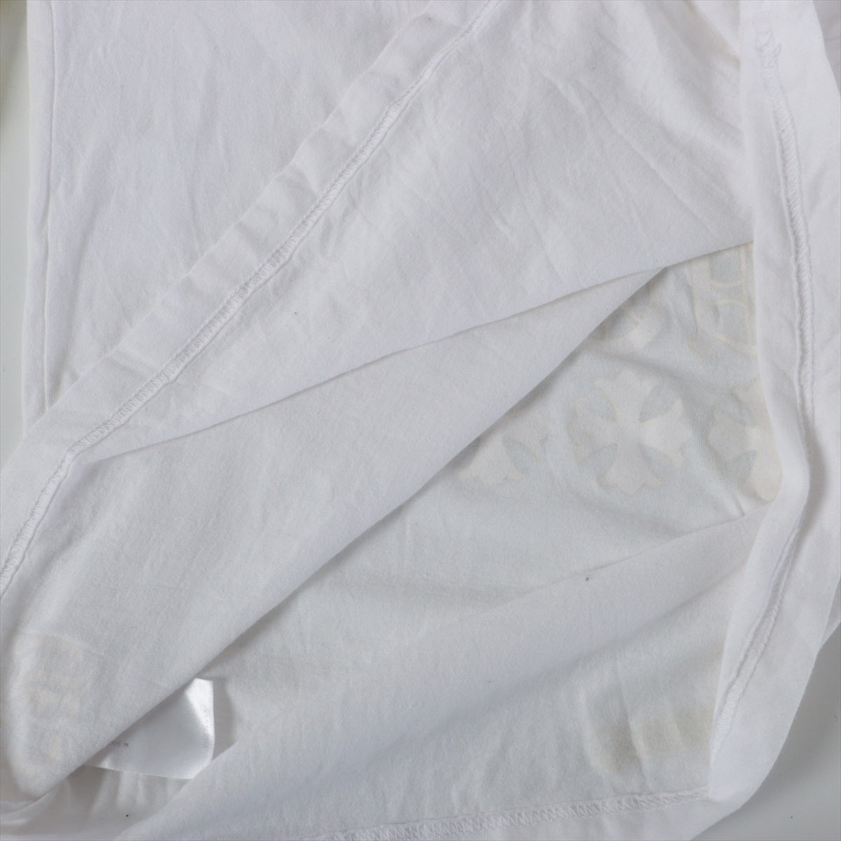 クロムハーツ ホースシュー ロングTシャツ コットン サイズL ホワイト フローラルクロス 全体毛玉 ニオイあり