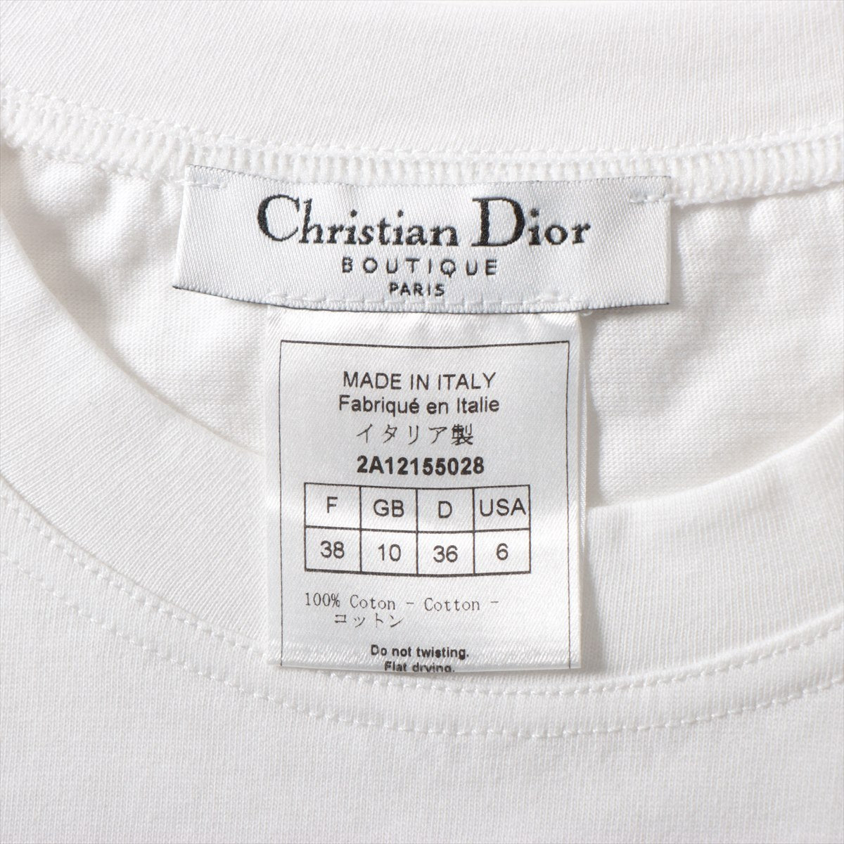 クリスチャンディオール 02年 コットン Tシャツ F38 レディース ホワイト  J'ADORE 2A12155028 付属品付き