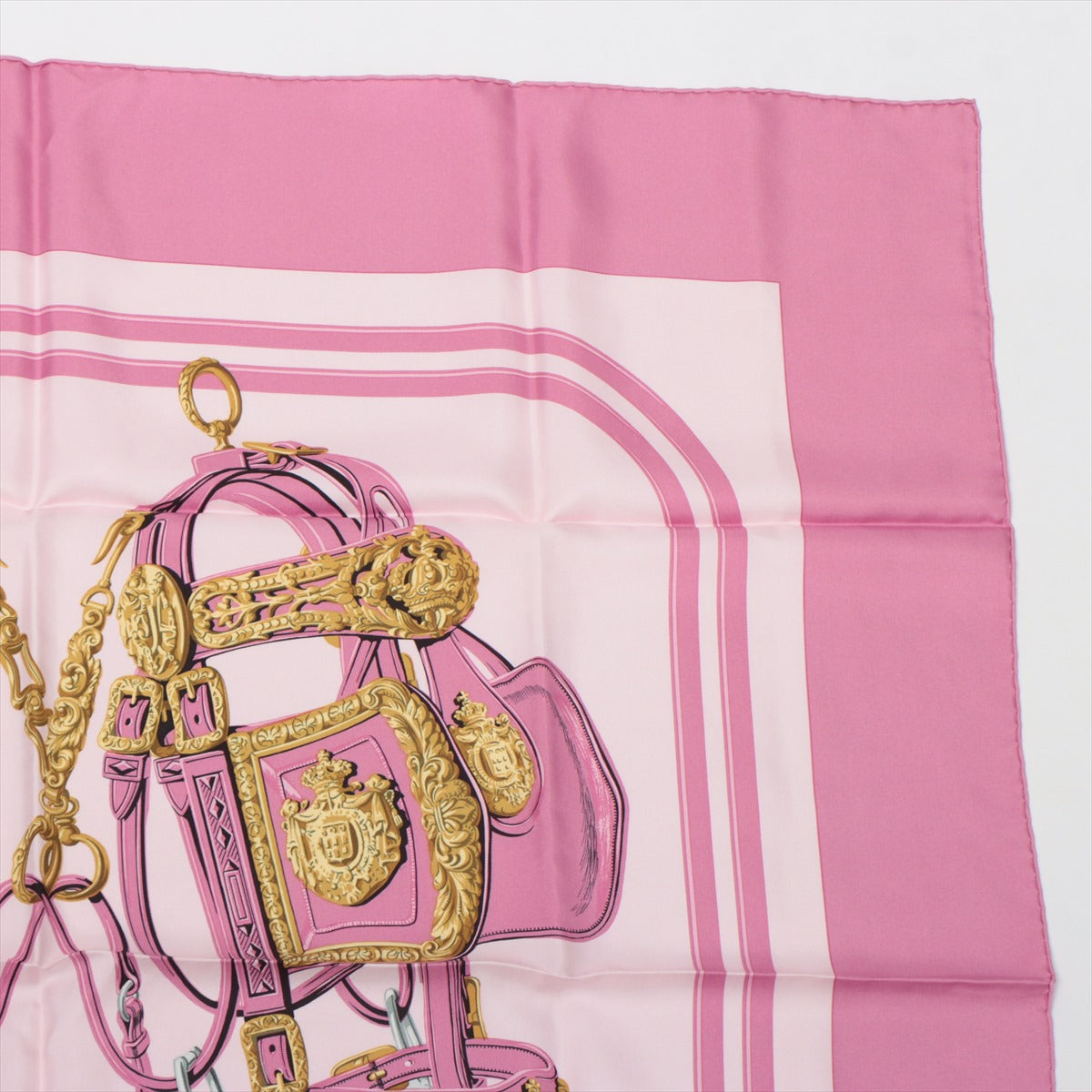 エルメス カレ90 BRIDES de GALA 式典用馬勒 スカーフ シルク ピンク