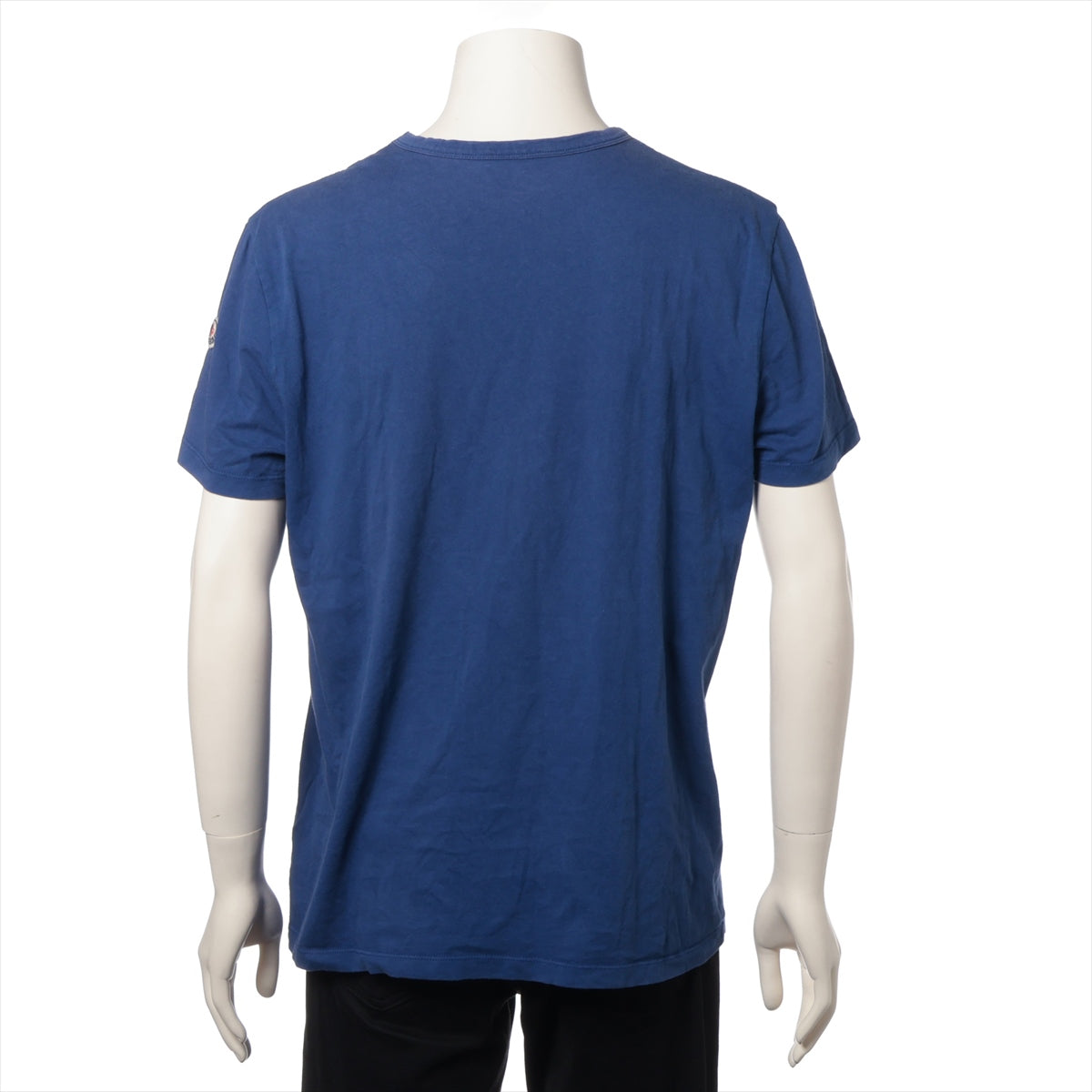 モンクレール 18年 コットン Tシャツ XL メンズ ブルー  E10918037250 首元色褪せ プリント剥がれ有