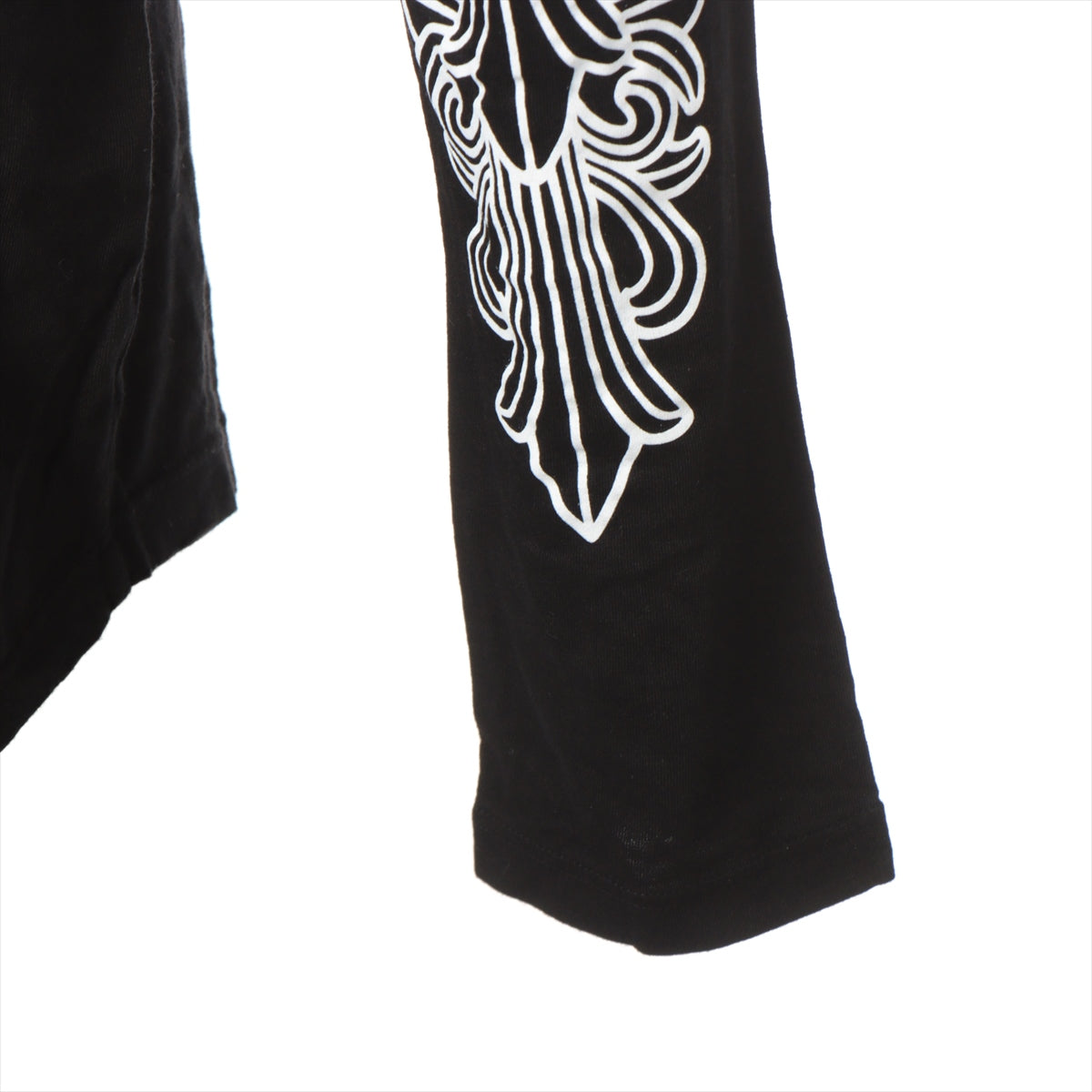 クロムハーツ ロングTシャツ コットン×レーヨン サイズL ブラック 袖フローラルクロス