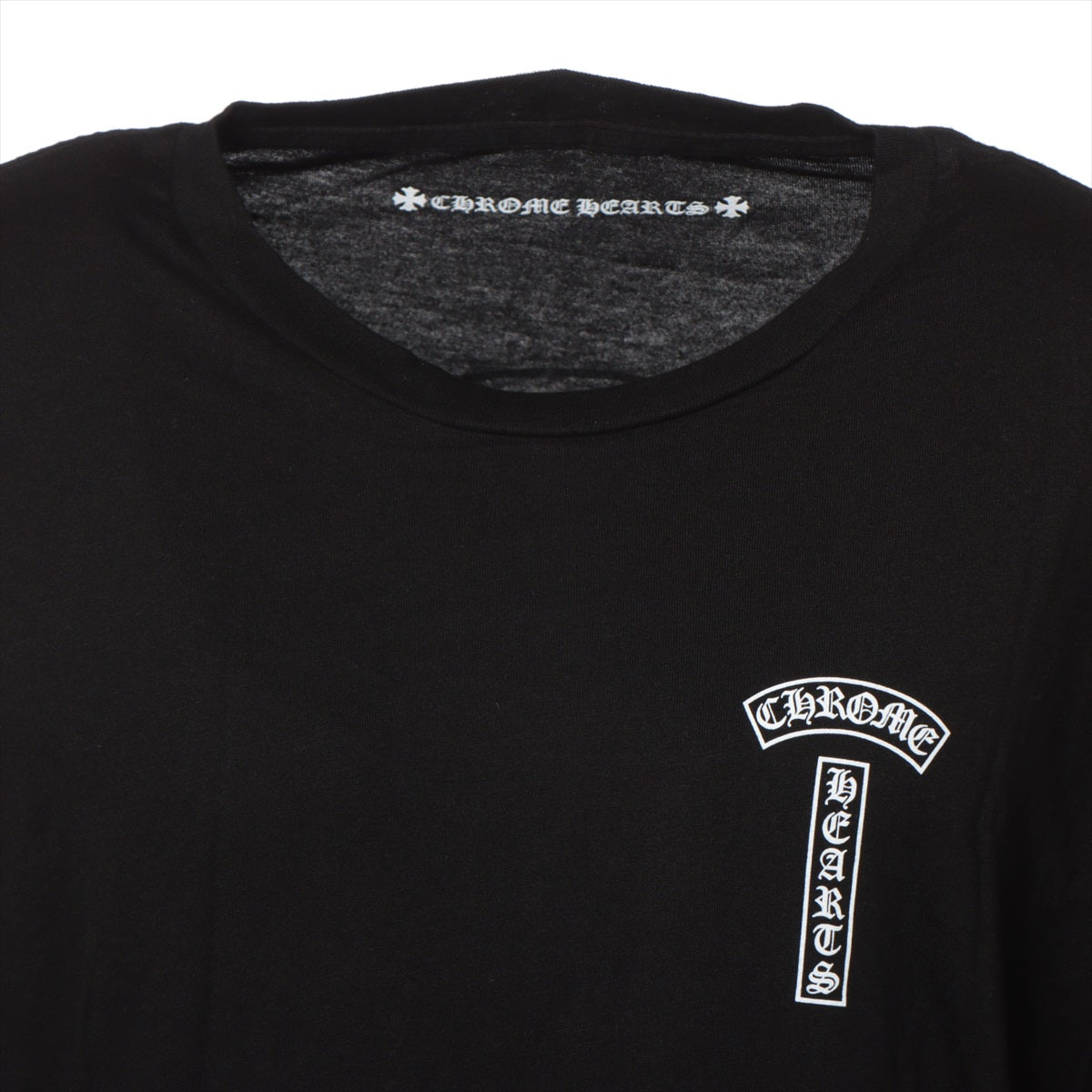 クロムハーツ ロングTシャツ コットン×レーヨン サイズL ブラック 袖フローラルクロス