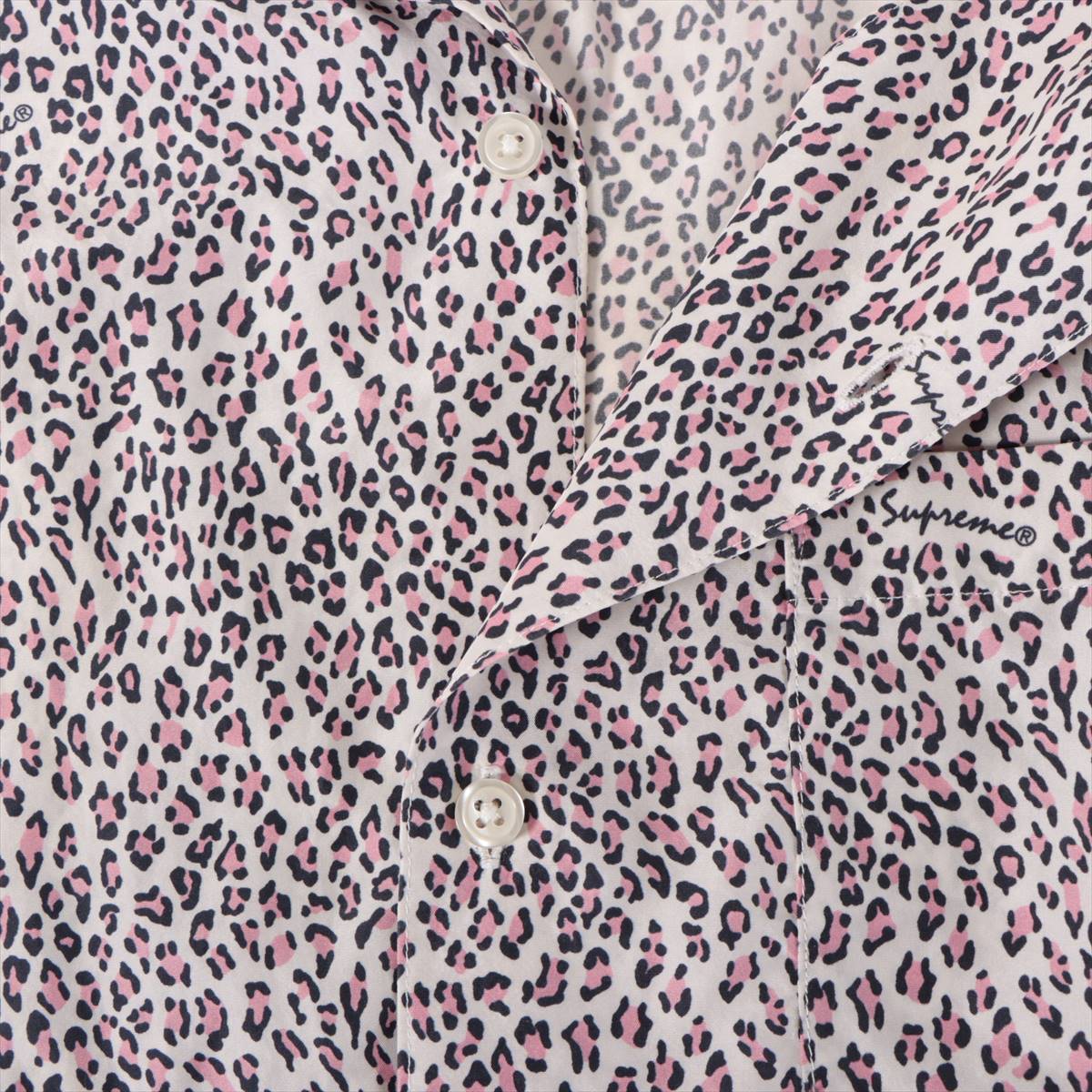 シュプリーム シルク シャツ XL メンズ ホワイト×ピンク  レオパード Leopard Silk S/S Shirt